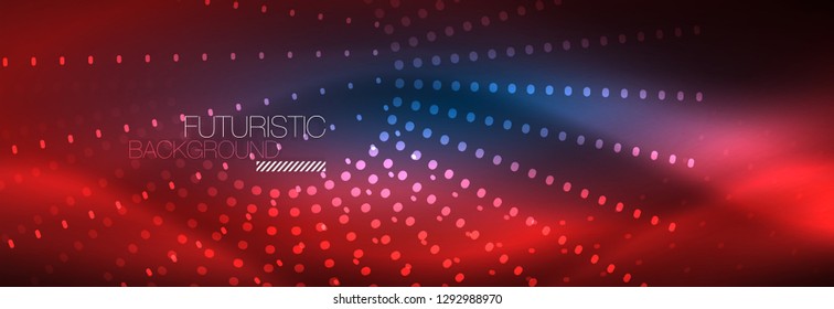 Glowing neon circle line dots, round line design, abstract style on black background. Neon abstract round circles Magic neon lights and glowing dots. Vector illustration