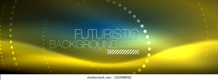Glowing neon circle line dots, round line design, abstract style on black background. Neon abstract round circles Magic neon lights and glowing dots. Vector illustration