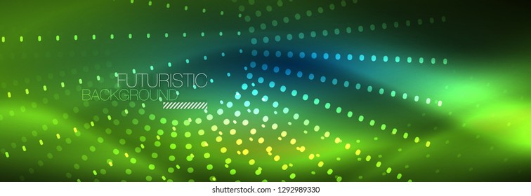 Glowing neon circle line dots, round line design, abstract style on black background. Neon abstract round circles Magic neon lights and glowing dots. Vector illustration