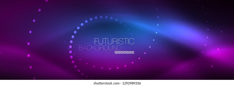 Glowing neon circle line dots, round line design, abstract style on black background. Neon abstract round circles Magic neon lights and glowing dots. Vector illustration