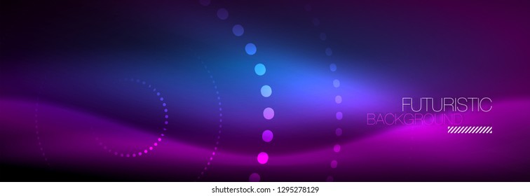 Glowing neon circle line dots, round line design, abstract style on black background. Neon abstract round circles Magic neon lights and glowing dots. Vector illustration