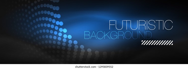 Glowing neon circle line dots, round line design, abstract style on black background. Neon abstract round circles Magic neon lights and glowing dots. Vector illustration
