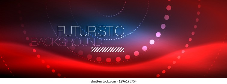 Glowing neon circle line dots, round line design, abstract style on black background. Neon abstract round circles Magic neon lights and glowing dots. Vector illustration