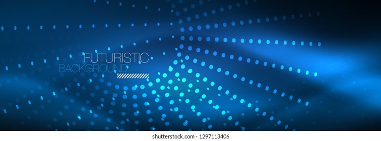 Glowing neon circle line dots, round line design, abstract style on black background. Neon abstract round circles Magic neon lights and glowing dots. Vector illustration