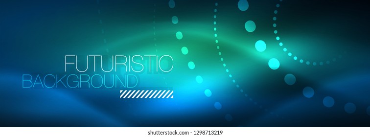 Glowing neon circle line dots, round line design, abstract style on black background. Neon abstract round circles Magic neon lights and glowing dots. Vector illustration