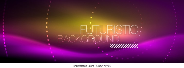 Glowing neon circle line dots, round line design, abstract style on black background. Neon abstract round circles Magic neon lights and glowing dots. Vector illustration