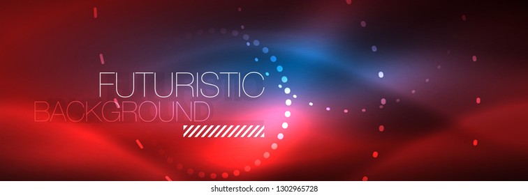 Puntos de línea de círculo de neón brillante, diseño de línea redonda, estilo abstracto sobre fondo negro. Neon círculos redondos abstractos. Luces de neón mágico y puntos brillantes. Ilustración del vector
