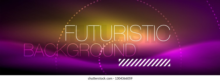 Glowing neon circle line dots, round line design, abstract style on black background. Neon abstract round circles Magic neon lights and glowing dots. Vector illustration