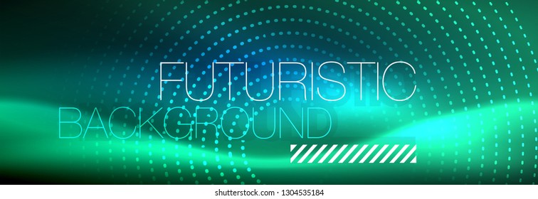 Glowing neon circle line dots, round line design, abstract style on black background. Neon abstract round circles Magic neon lights and glowing dots. Vector illustration