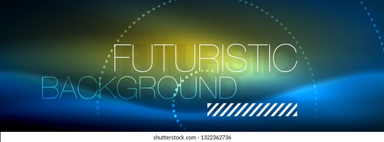 Puntos de línea de círculo de neón brillante, diseño de línea redonda, estilo abstracto sobre fondo negro. Neon círculos redondos abstractos. Luces de neón mágico y puntos brillantes. Ilustración del vector