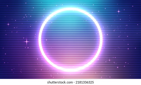 Glowing neon circle, Space background and futuristic concept . Vector illustration