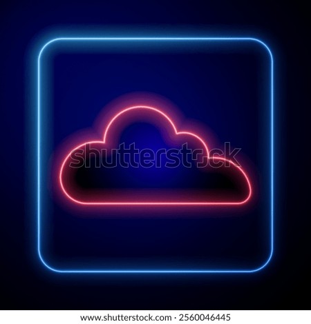 Glowing neon Cloud icon isolated on black background.  Vector
