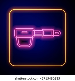 Icono brillante del sostenedor del Filtrar de café del neón aislado en fondo negro.  Vector