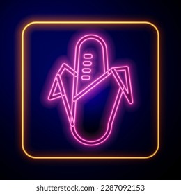 Glühende Neonenkornsymbol einzeln auf schwarzem Hintergrund.  Vektorgrafik