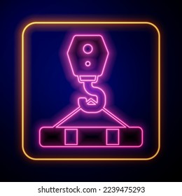 Glowing neon Crane hook icon isolated on black background. Industrial hook icon.  Vector