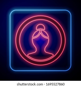 Icono de la pantalla Crear cuenta de neón brillante aislado en fondo azul. Ilustración vectorial