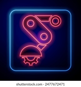 Glowing neon Derailleur bicycle rear speed folding icon isolated on black background.  Vector