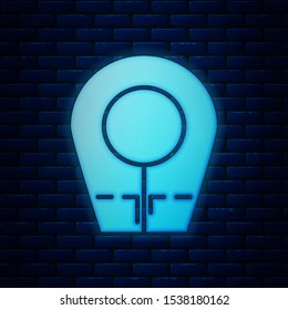 Glowing neon Diving hood icon isolated on brick wall background. Spearfishing hat winter swim hood. Diving underwater equipment.  Vector Illustration