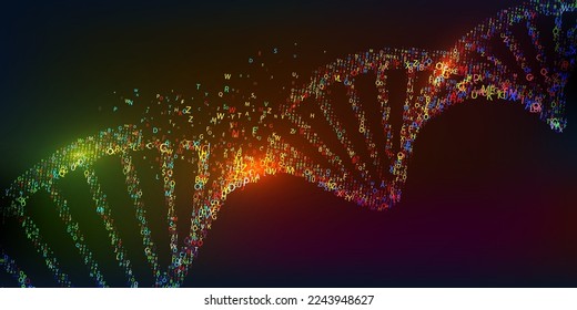 Cadena de ADN de neón brillante. Biotecnología, bioquímica, genética y concepto de medicina.Adn futurista, molécula, célula .Vector