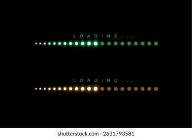 glowing neon dotted loading process bar dark background vector