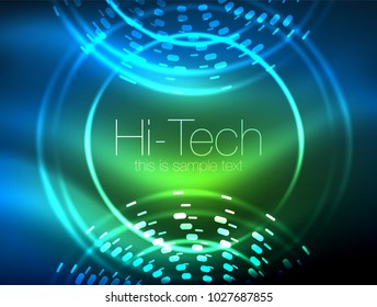 Glowing neon dotted shape abstract background, technology shiny concept design, magic space geometric background. Vector illustration