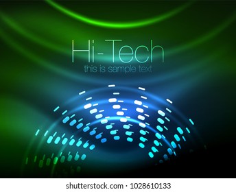 Glowing neon dotted shape abstract background, technology shiny concept design, magic space geometric background. Vector illustration