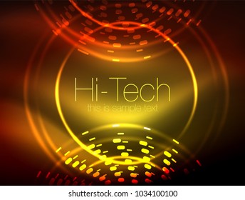 Glowing neon dotted shape abstract background, technology shiny concept design, magic space geometric background. Vector illustration