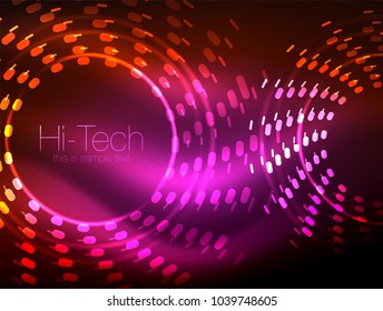 Glowing neon dotted shape abstract background, technology shiny concept design, magic space geometric background. Vector illustration