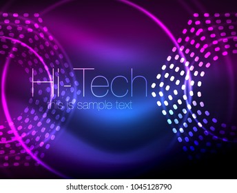 Glowing neon dotted shape abstract background, technology shiny concept design, magic space geometric background. Vector illustration