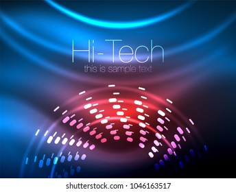Glowing neon dotted shape abstract background, technology shiny concept design, magic space geometric background. Vector illustration