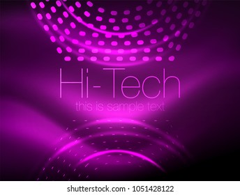 Glowing neon dotted shape abstract background, technology shiny concept design, magic space geometric background. Vector illustration