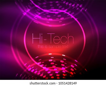 Glowing neon dotted shape abstract background, technology shiny concept design, magic space geometric background. Vector illustration