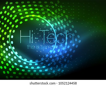 Glowing neon dotted shape abstract background, technology shiny concept design, magic space geometric background. Vector illustration