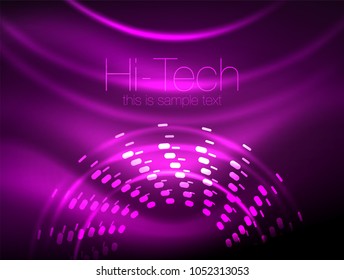 Fondo abstracto de forma de neón brillante, diseño de concepto brillante de tecnología, fondo geométrico del espacio mágico. Ilustración del vector