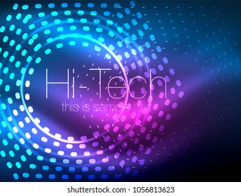 Glowing neon dotted shape abstract background, technology shiny concept design, magic space geometric background. Vector illustration