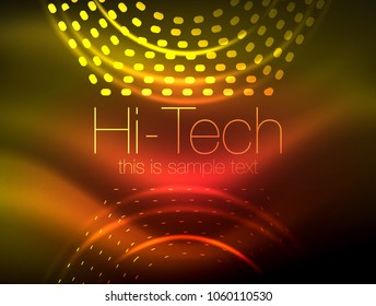 Glowing neon dotted shape abstract background, technology shiny concept design, magic space geometric background. Vector illustration