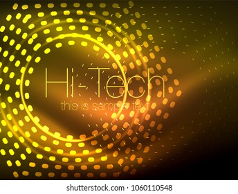Glowing neon dotted shape abstract background, technology shiny concept design, magic space geometric background. Vector illustration