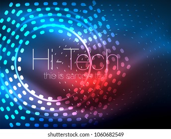 Glowing neon dotted shape abstract background, technology shiny concept design, magic space geometric background. Vector illustration
