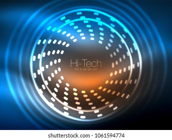 Fondo abstracto de forma de neón brillante, diseño de concepto brillante de tecnología, fondo geométrico del espacio mágico. Ilustración del vector