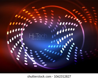 Glowing neon dotted shape abstract background, technology shiny concept design, magic space geometric background. Vector illustration