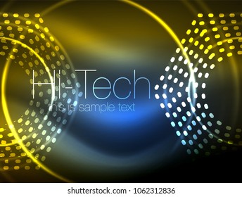 Abstrakter Hintergrund in leuchtender Neonpunktform, technologisch glänzendes Concept-Design, geometrischer Hintergrund für magischen Raum. Vektorgrafik