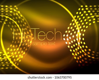 Abstrakter Hintergrund in leuchtender Neonpunktform, technologisch glänzendes Concept-Design, geometrischer Hintergrund für magischen Raum. Vektorgrafik