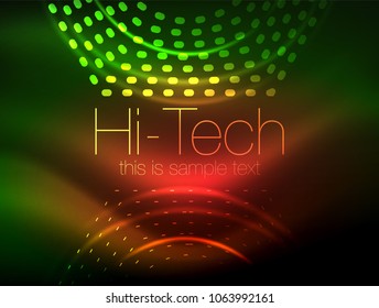 Glowing neon dotted shape abstract background, technology shiny concept design, magic space geometric background. Vector illustration