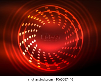 Glowing neon dotted shape abstract background, technology shiny concept design, magic space geometric background. Vector illustration