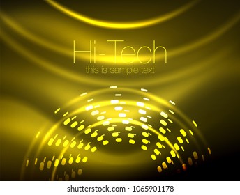 Glowing neon dotted shape abstract background, technology shiny concept design, magic space geometric background. Vector illustration