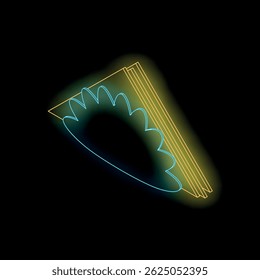 Glowing neon dumpling on a dark background, creating a vibrant and eye catching visual