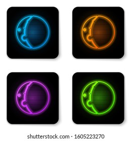 Glowing neon Eclipse of the sun icon isolated on white background. Total sonar eclipse. Black square button. Vector Illustration