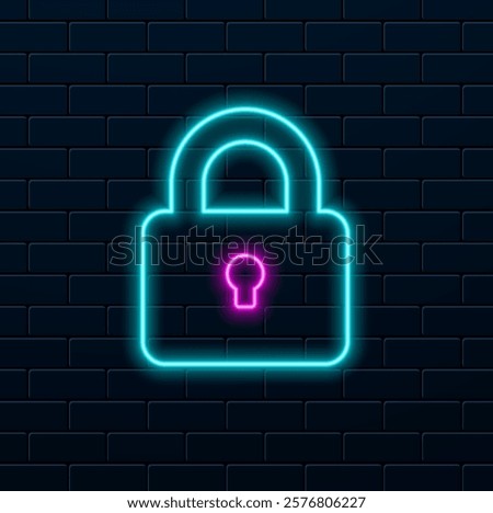 Glowing neon effect lock icon. Sketch Symbols Collection.