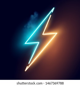 A Glowing Neon Electric Lightning Bolt Sign. Vector Illustration.