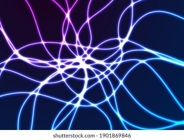 Líneas onduladas eléctricas onduladas de fondo abstracto futurista. Diseño vectorial retro de alta tecnología